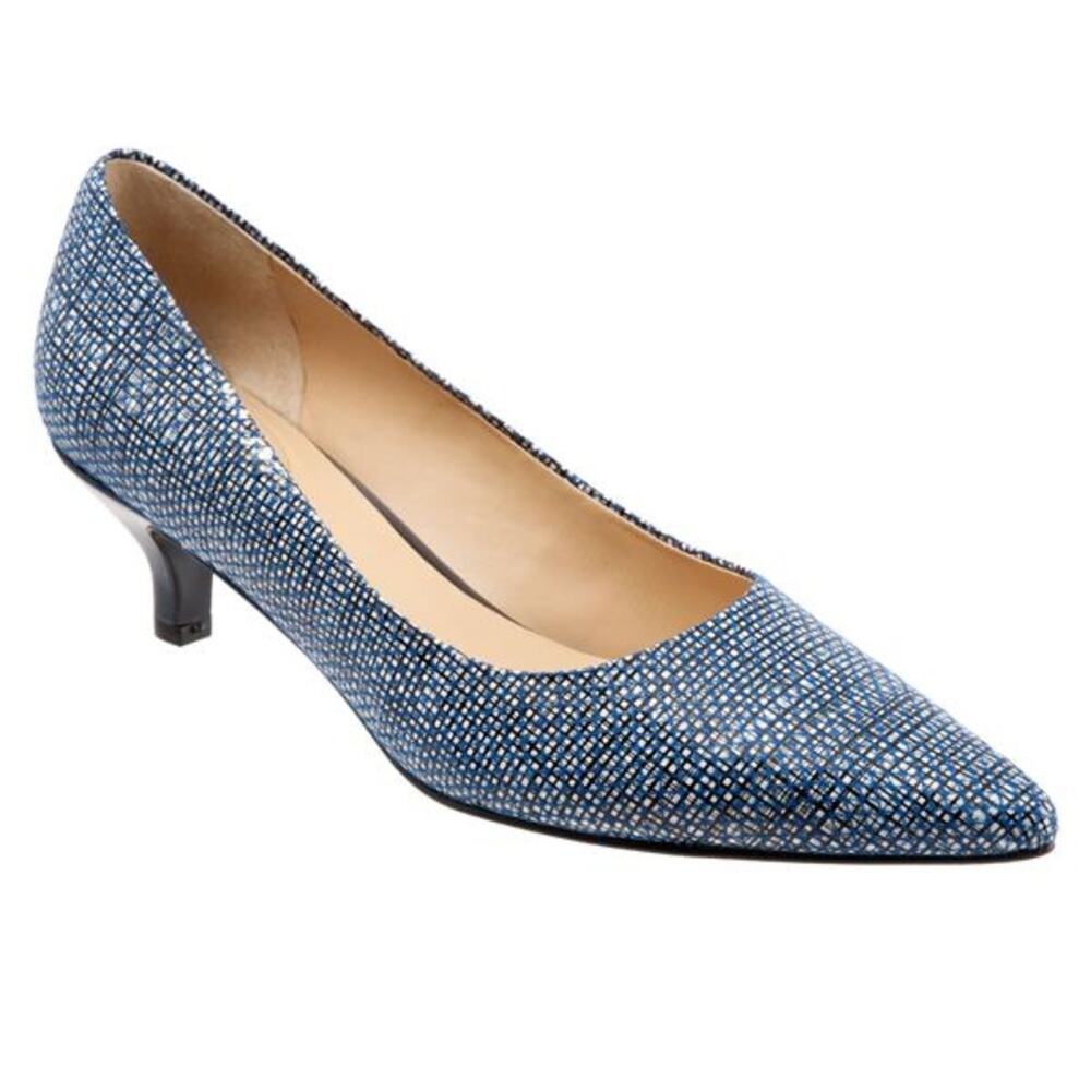Trotters Paulina Kitten Heel Pumps Navy/White